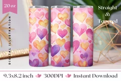 Cute Pink Tumbler Wrap Design, Valentine's Day Tumbler PNG Product Image 1