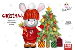 Illustration of a Christmas hare with a Christmas tree Product Image 1