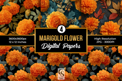Marigold Flower Digital Paper Product Image 1