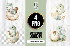 Baby Dinosaur Egg Watercolor Clipart Sublimation PNG Product Image 1