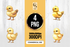 Cute Yellow Chick Watercolor Farm Clipart Sublimation PNG Product Image 1