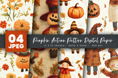Pumpkin Autumn Pattern Digital Paper Product Image 1