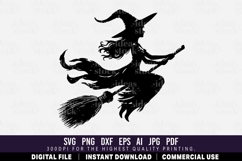 Flying Witch Silhouette SVG. Halloween Witch SVG. Product Image 1