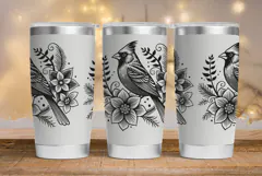 Tumbler laser svg| 20oz Tumbler Christmas Cardinal bird wrap Product Image 1