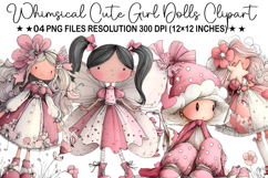 Whimsical Cute Girl Dolls Clipart Product Image 1