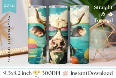 Funny Cow Tumbler Sublimation, Cow in Sunglasses Tumbler Product Image 1