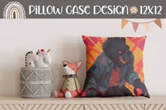 Cartoon Wolf Pillow Template, Animals Pillow Sublimation Product Image 1