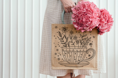 Flower cup SVG, Cup flowers illustration, Flowers in a cup Product Image 4