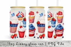 16oz Patriotic Popsicle Libbey Glass Can, 4th of July Product Image 1