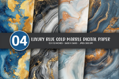 Luxury Blue Gold Marble Digital Paper Product Image 1