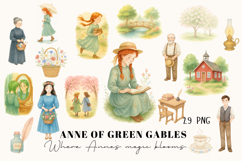 Anne of Green Gables Watercolor Clipart, Anne Shirley Product Image 1