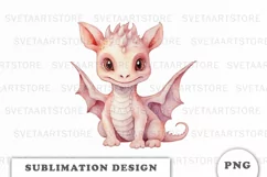 Watercolor cute Dragon sublimation png Product Image 1