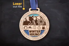 Winter Hiking Sport Medal SVG laser cut files for Glowforge Product Image 1