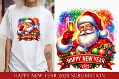 Happy New Year 2025 Sublimation, christmas santa clipart Product Image 1