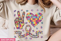 Peace and Love Autism PNG, Autism Sublimation PNG Product Image 2