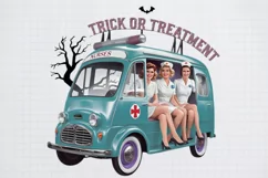 Vintage Halloween Nurse Trick or treatment PNG Product Image 2