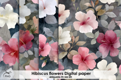 Hibiscus flowers digital paper Product Image 1