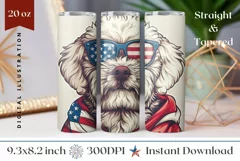 Patriotic Dog Tumbler Template, American Flag Tumbler Design Product Image 1