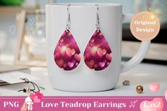 Glitter Hearts Teardrop Earrings, Love Earring Sublimation Product Image 1