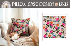 Vintage Pillow Template, Cartoon Flowers Pillow Case Product Image 1