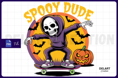 Spooky Skater Skeleton Cowboy Sublimation PNG Design Product Image 1