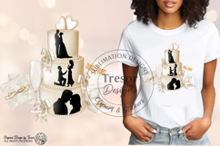 Elegant Wedding Cake PNG Bride Groom Love Clipart Design Product Image 1