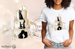 Elegant Wedding Cake PNG Bride Groom Love Clipart Design Product Image 1