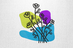 Colorful Line Art Flower Embroidery Design Product Image 1