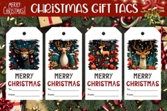 Cartoon Christmas Deer Gift Tags, Christmas Gift Tag Designs Product Image 1
