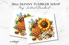 Bee Happy Tumbler Wrap PNG, 20oz Bee Sublimation Design Product Image 2