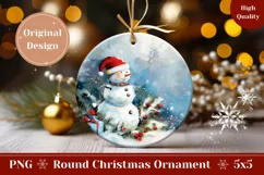 Watercolor Christmas Snowman Ornament, Christmas Ornament Product Image 1