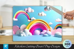 3D Rainbow And Pink Cutting Board Sublimation Design Product Image 1
