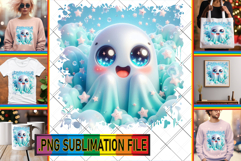 Fun Tote Bag Art PNG, 3D Cute Ghost Product Image 1