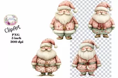 Christmas, Santa, Ephemera, PNG, watercolor, Clipart Product Image 1