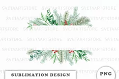 Watercolor Christmas Floral Frame png Product Image 1