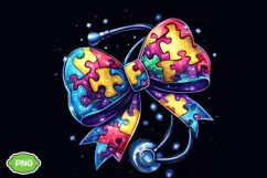 Autism Nurse Coquette Bow PNG, Autism Bow PNG Product Image 2