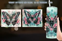 Vibrant Butterfly Floral 20 oz Tumbler Sublimation Art Product Image 2