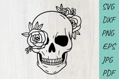 Floral Skull SVG, Skull flowers, Skull svg cut files Product Image 1
