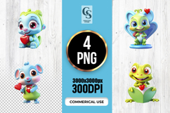 Cute Cartoon Frog Holding Heart PNG Product Image 1