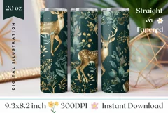 Deer Tumbler Wrap Design, Forest Tumbler Sublimation Design Product Image 1