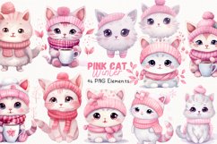 Winter Pink Cat 46 Cliparts Collection Product Image 1