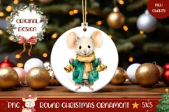 Cartoon Christmas Mouse Ornament PNG, Christmas Ornament Product Image 1