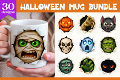 Halloween Mug Bundle Funny Monster Face &amp; HAnds Sublimation Product Image 1
