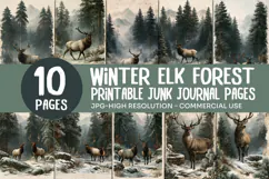 Winter Elk Forest Junk Journal Pages Product Image 1