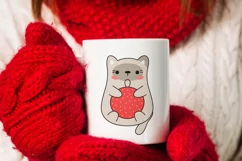 Cute kawaii cat with christmas ball clipart. Sublimation PNG Product Image 2