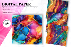 Rainbow Watercolor Alcohol Ink Background Digital Paper Product Image 1
