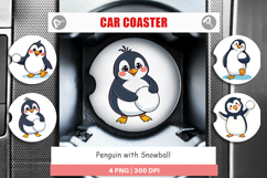 Car Coaster Penguin with Snowball Product Image 1
