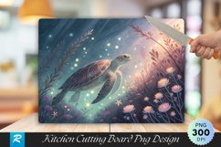Dreamy Turtle Swim with Glowing Pastels Cutting Board PNG Product Image 1
