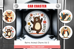Car Coaster Retro Animal Charm Product Image 1