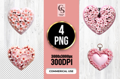 Blossom Floral Heart Ornament Clipart Sublimation PNG Product Image 1